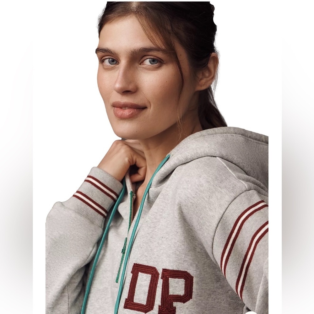 Anthropologie Daily Practice Drawstring Hoodie Sweatshirt Heather Gray NWT - Picture 3 of 12